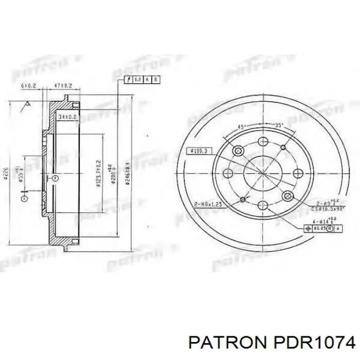 PDR1074 Patron freno de tambor trasero