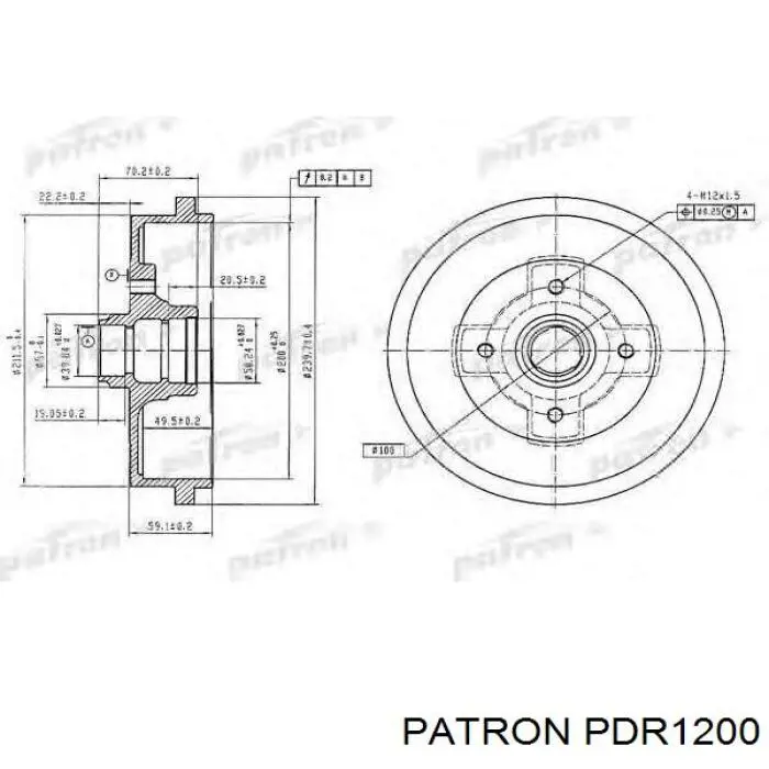 PDR1200 Patron freno de tambor trasero