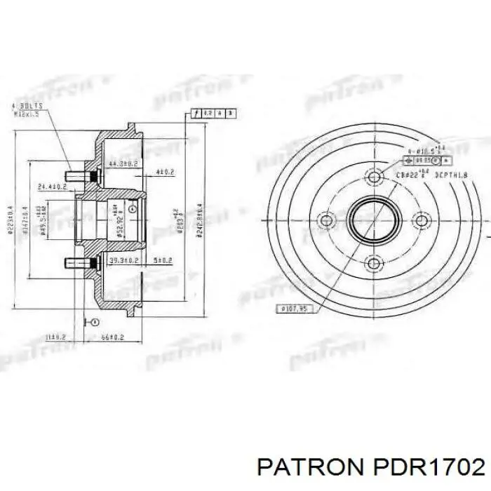 PDR1702 Patron freno de tambor trasero