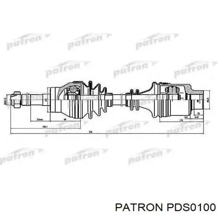 PDS0100 Patron árbol de transmisión delantero izquierdo