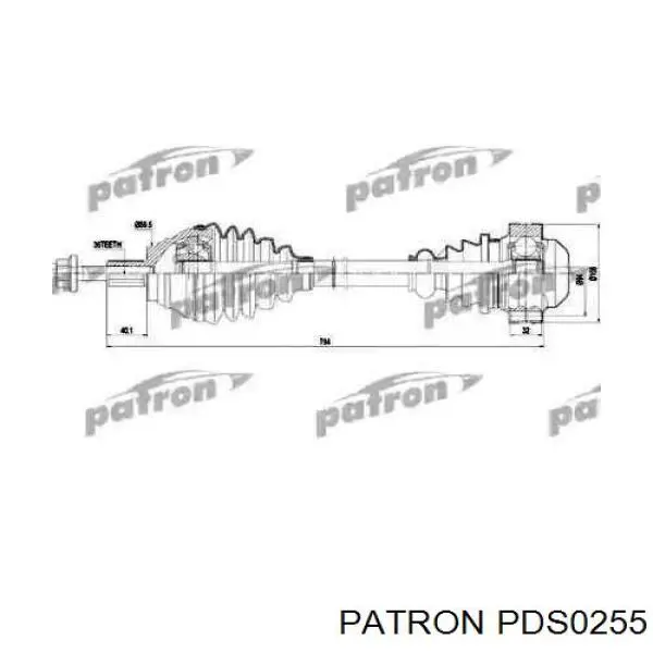 PDS0255 Patron árbol de transmisión delantero derecho