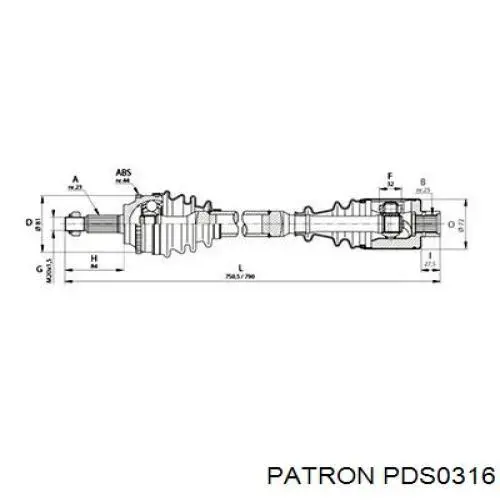 PDS0316 Patron árbol de transmisión delantero derecho