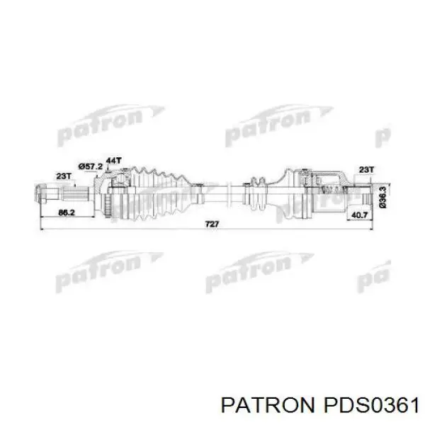 PDS0361 Patron árbol de transmisión delantero derecho