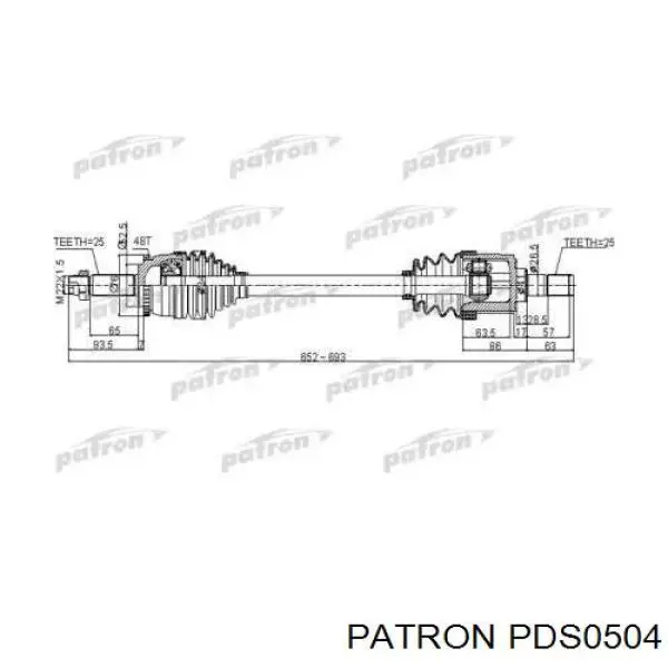 PDS0504 Patron árbol de transmisión delantero izquierdo