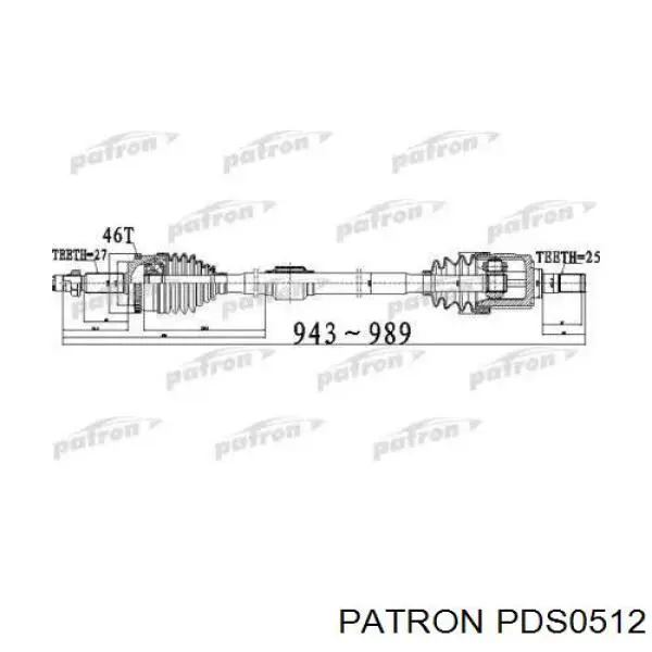 PDS0512 Patron árbol de transmisión delantero derecho