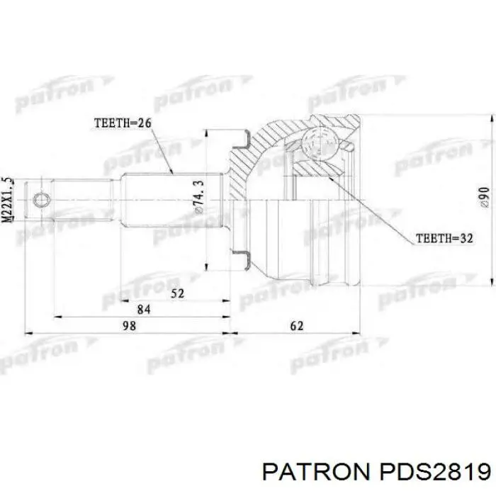 PDS2819 Patron árbol de transmisión delantero izquierdo