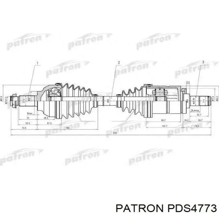 PDS4773 Patron árbol de transmisión delantero derecho