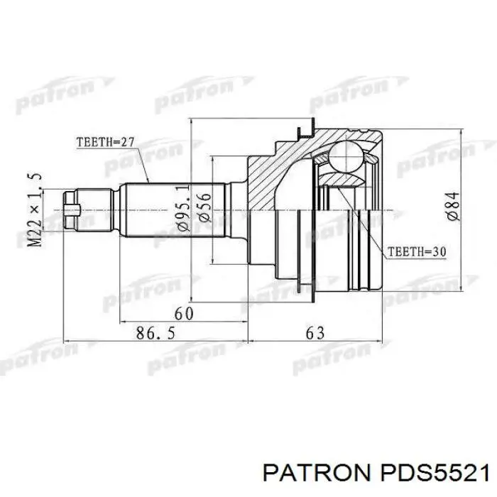 PDS5521 Patron árbol de transmisión delantero