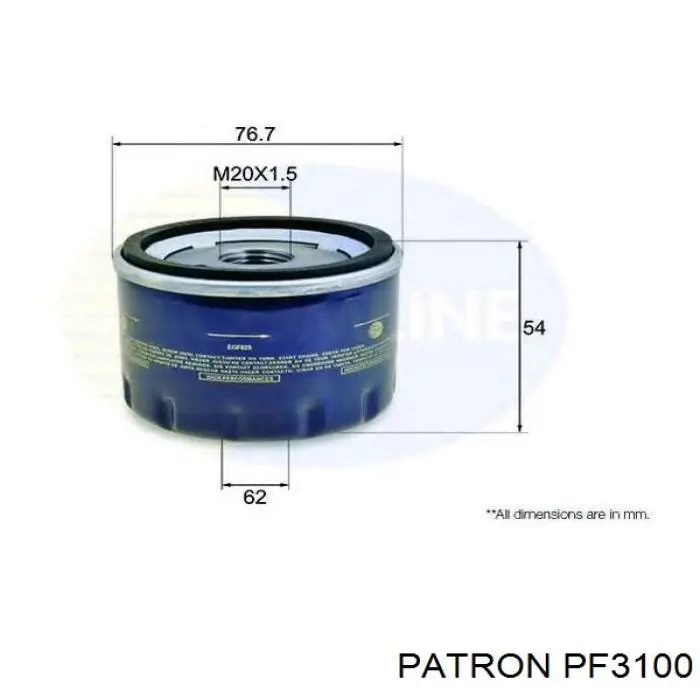 PF3100 Patron filtro combustible