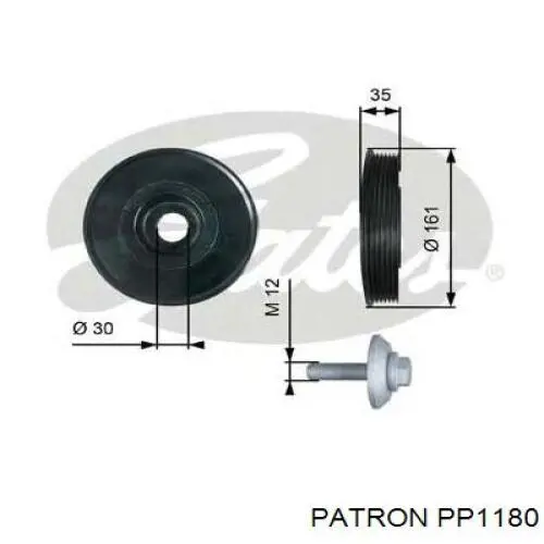 PP1180 Patron polea, cigüeñal