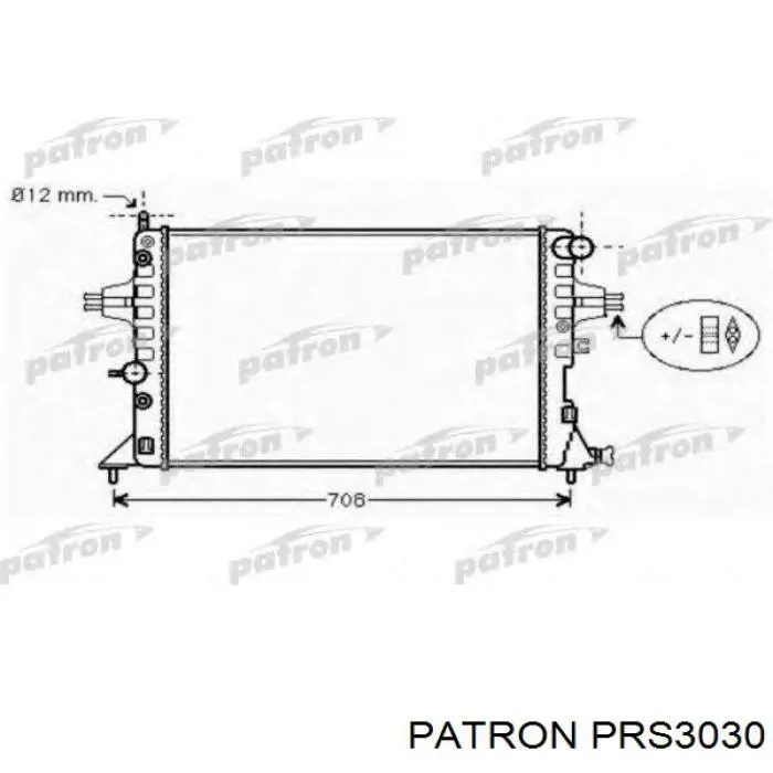 PRS3030 Patron radiador refrigeración del motor