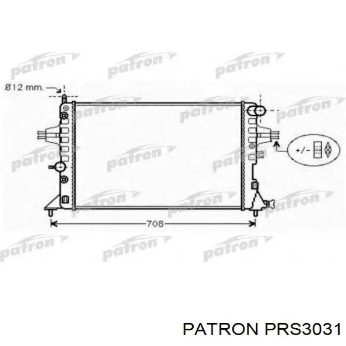 PRS3031 Patron radiador refrigeración del motor