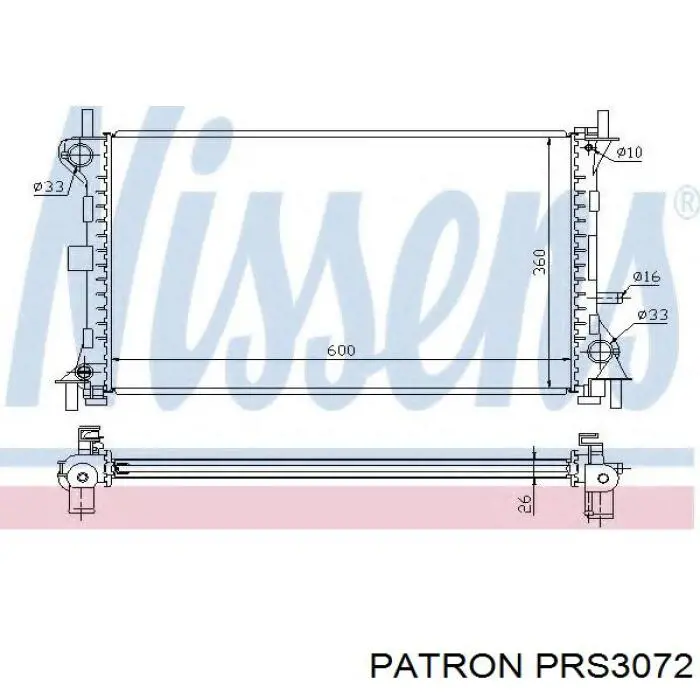 PRS3072 Patron radiador refrigeración del motor