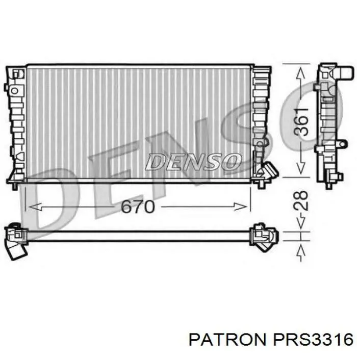 PRS3316 Patron radiador refrigeración del motor