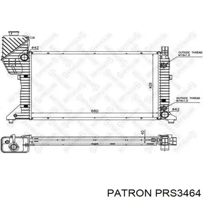 PRS3464 Patron radiador refrigeración del motor