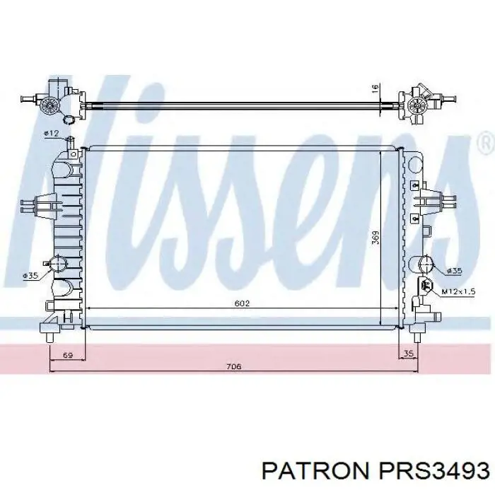 PRS3493 Patron radiador refrigeración del motor