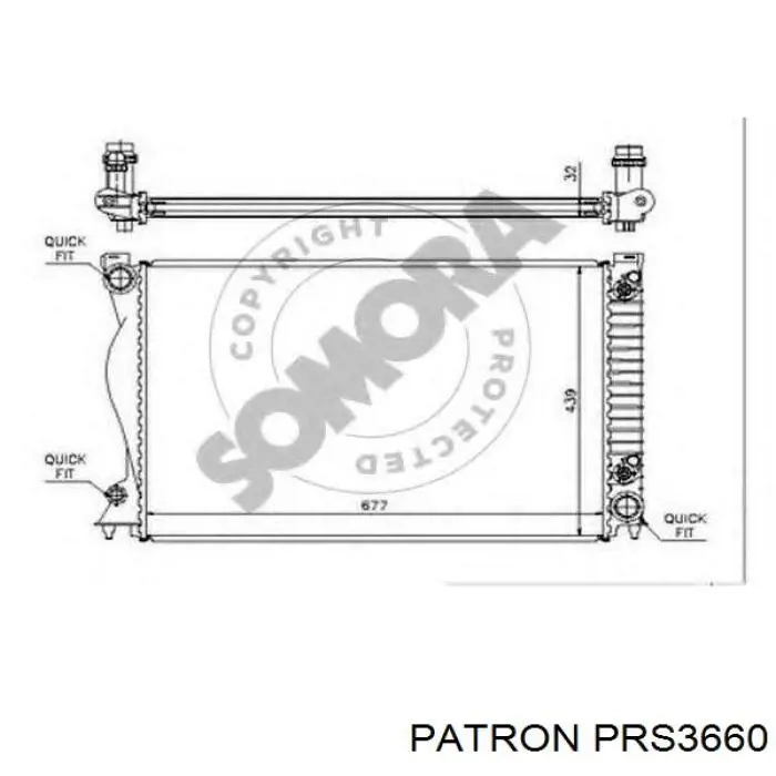 PRS3660 Patron radiador refrigeración del motor