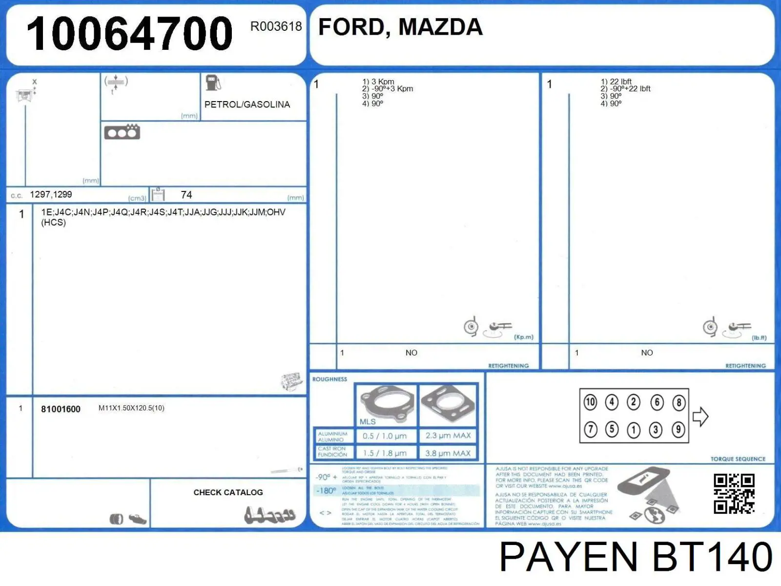 BT140 Payen junta de culata