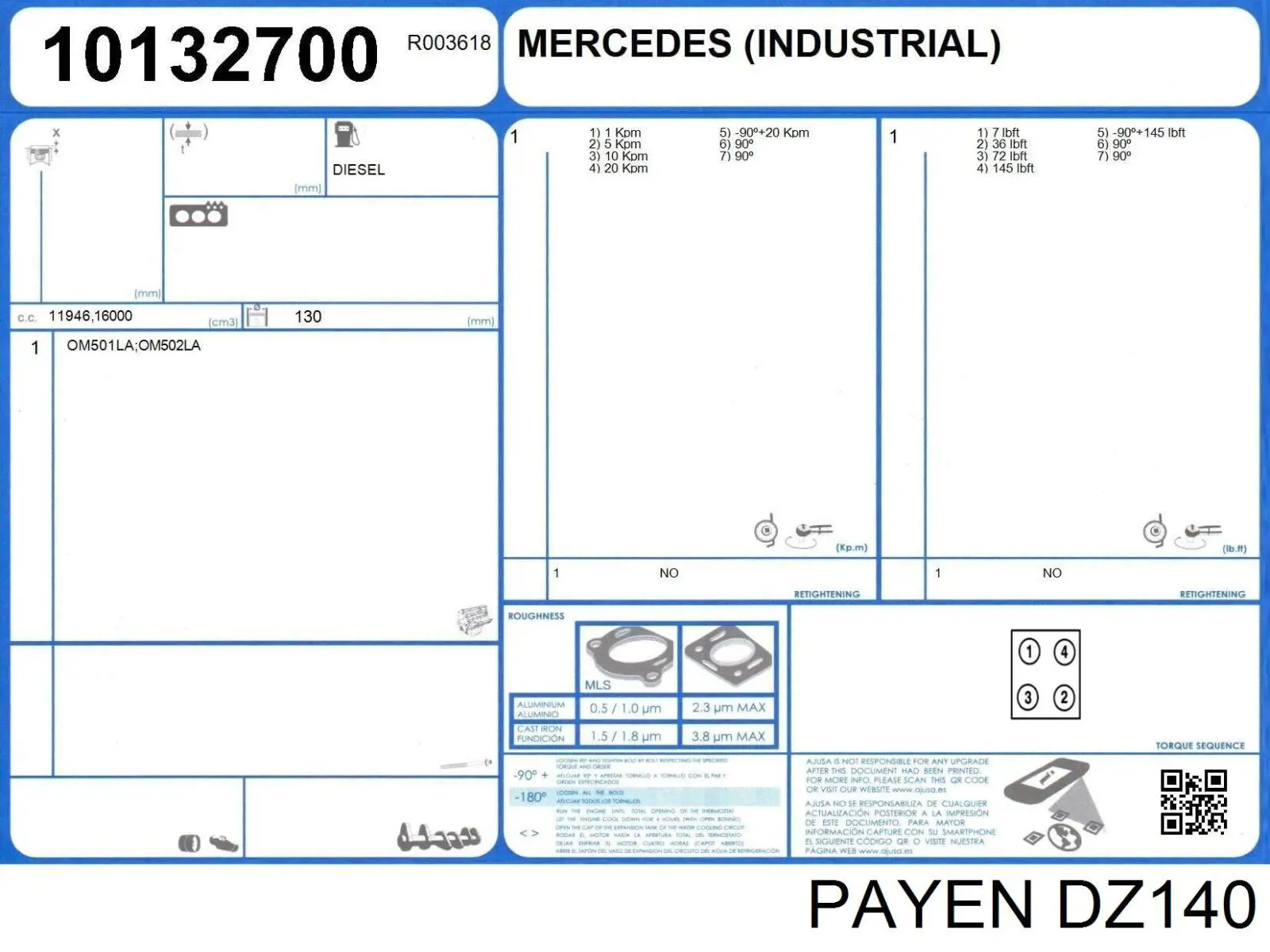 Kit de juntas de motor, completo, superior Diesel Technic 490851