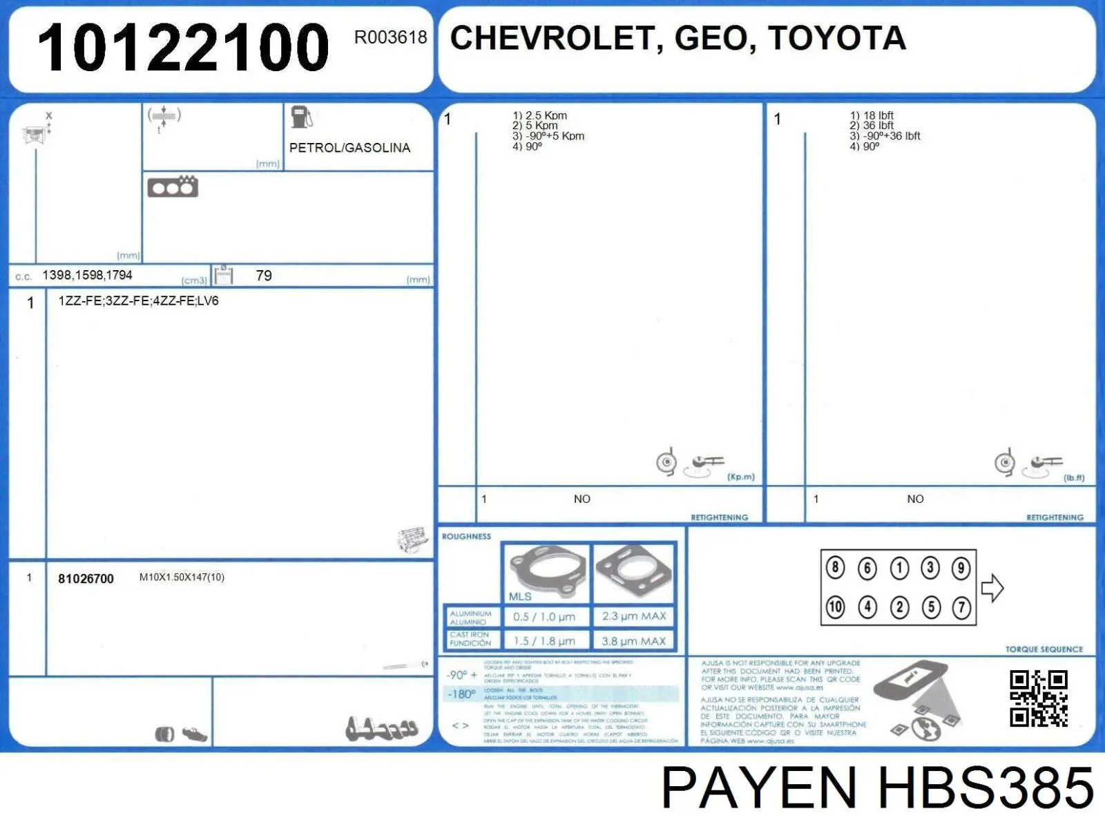 Tornillo de culata Toyota Corolla R10