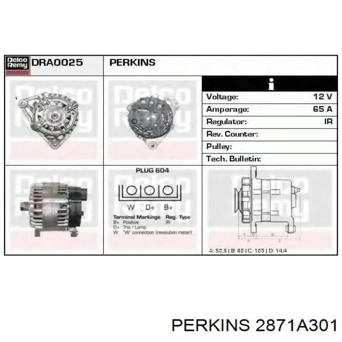 Alternador del motor Perkins 2871A301 precio, desde 238,13 EUR