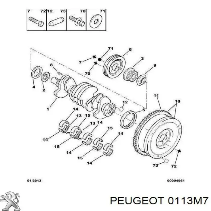 0113M7 Peugeot/Citroen Juego de cojinetes de cigüeñal, estándar, STD