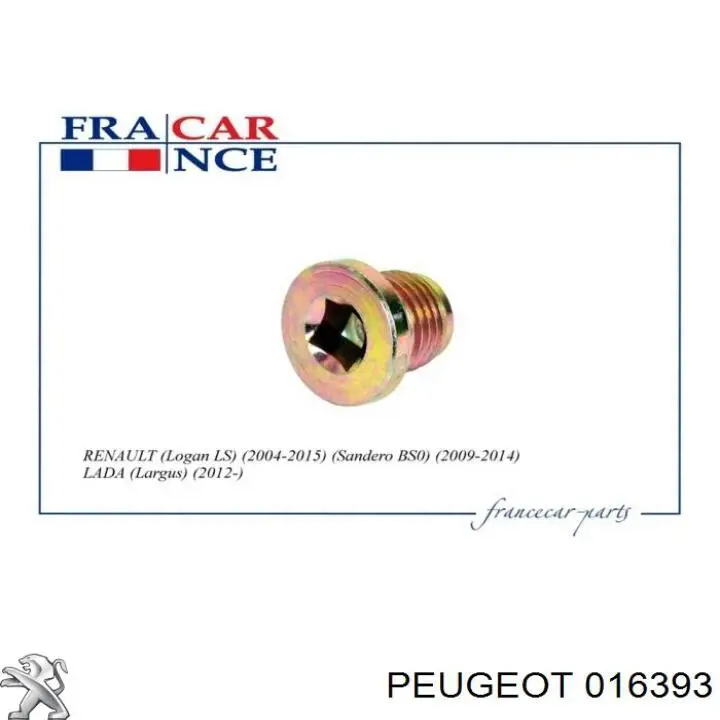 Comprar 016393 Peugeot/Citroen Tapón del cárter de aceite