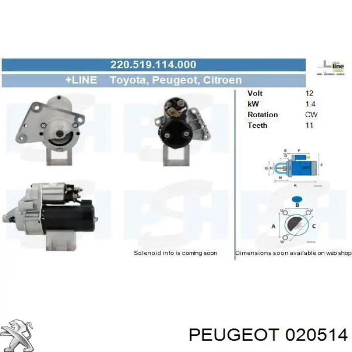 Sensor ABS trasero izquierdo 020514 Peugeot/Citroen