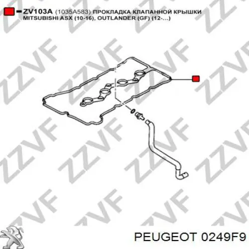 0249F9 Peugeot/Citroen junta de la tapa de válvulas del motor
