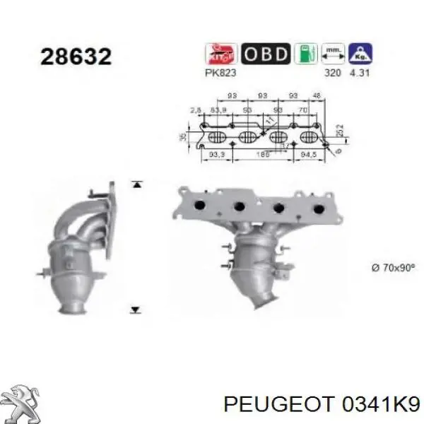Comprar 0341K9 Peugeot/Citroen Catalizador