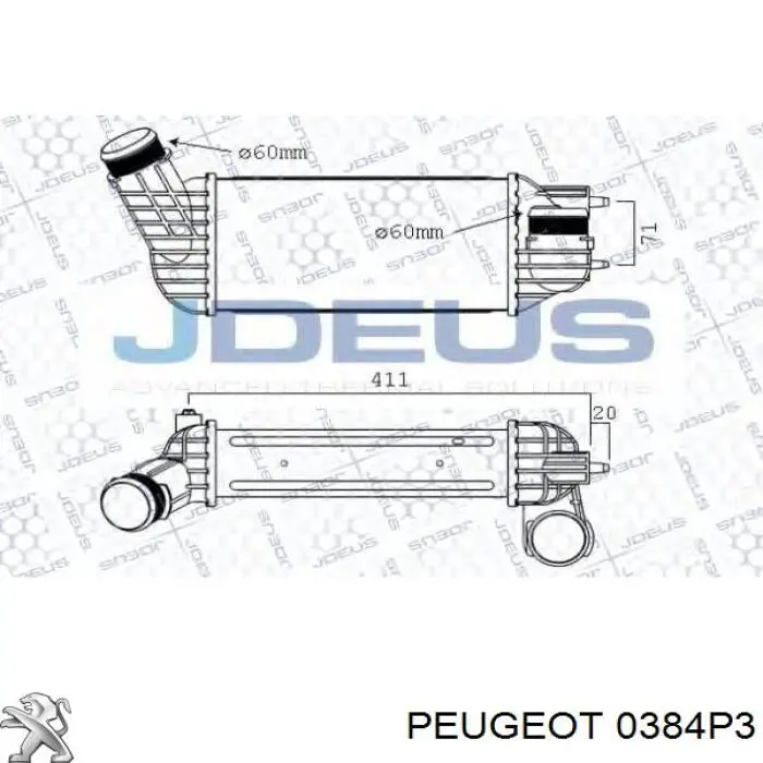 Intercooler 0384P3 Peugeot/Citroen