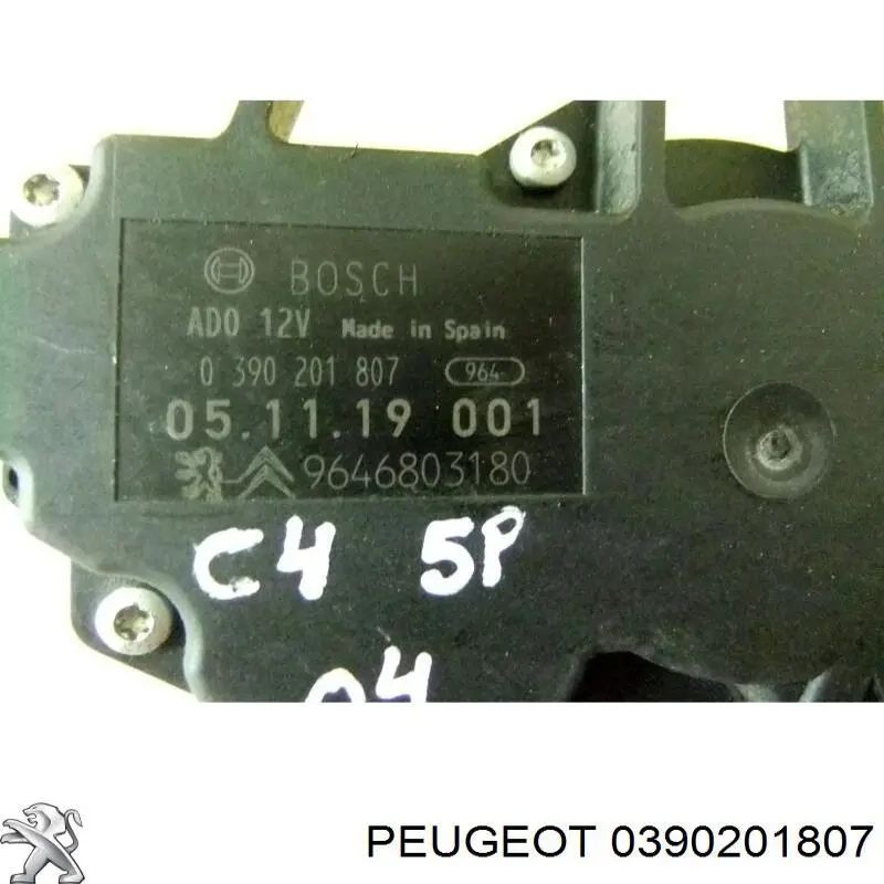 Motor del limpiaparabrisas trasero Peugeot/Citroen 0390201807 precio, desde 36,30 EUR