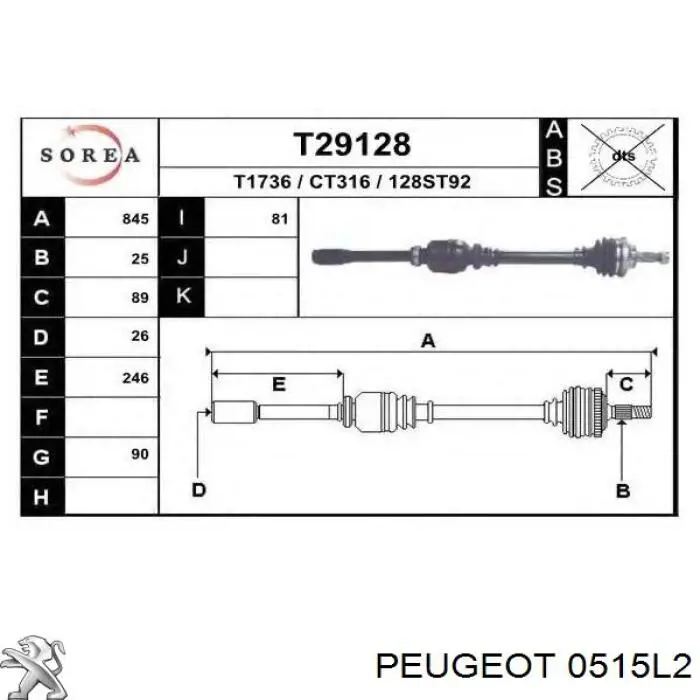 Polea del cigüeñal Peugeot/Citroen 0515L2 precio, desde 31,85 EUR