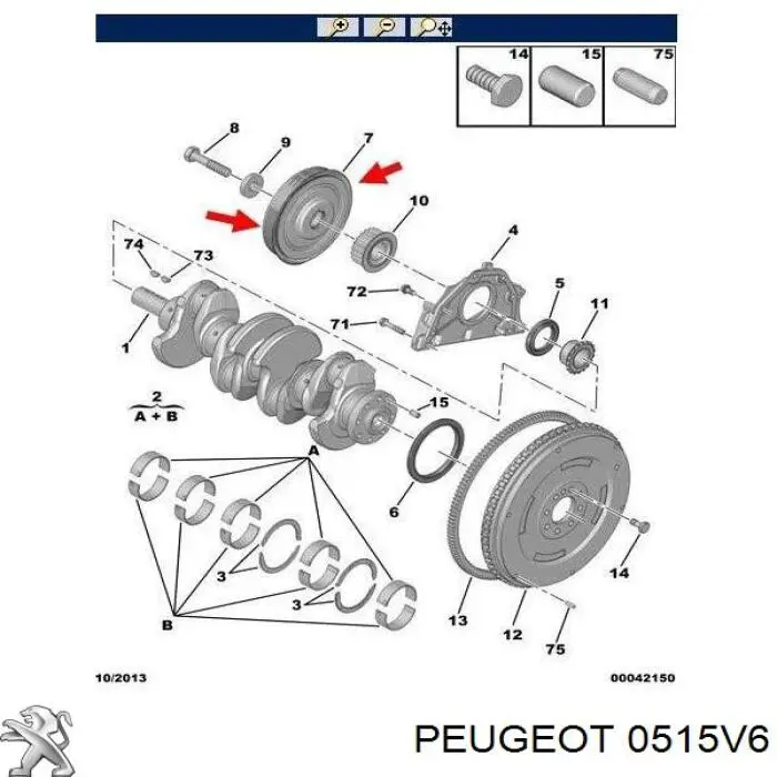 Polea del cigüeñal Peugeot/Citroen 0515V6 precio, desde 60,68 EUR