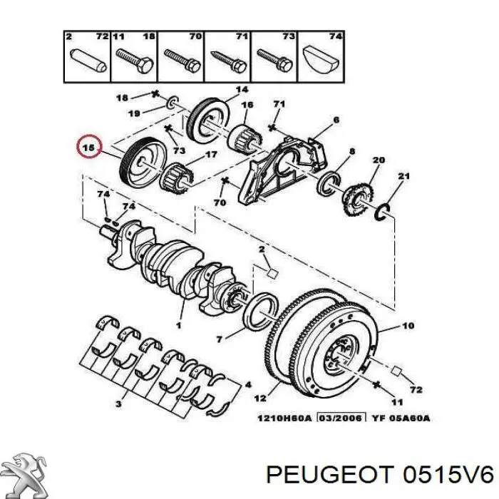Comprar 0515V6 Peugeot/Citroen La polea del cigüeñal
