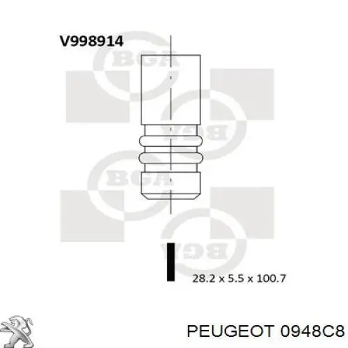 0948C8 Peugeot/Citroen válvula de admisión