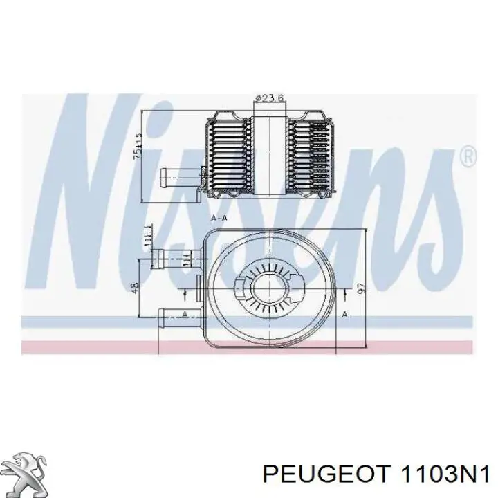 1103N1 Peugeot/Citroen radiador de aceite, bajo de filtro