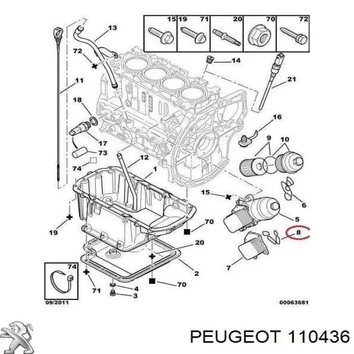 110436 Peugeot/Citroen junta de radiador de aceite