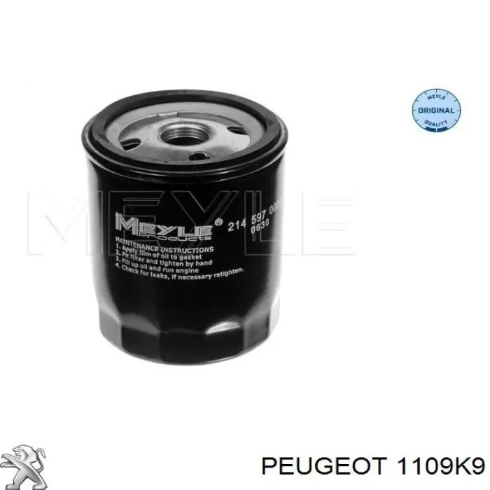 1109K9 Peugeot/Citroen filtro de aceite