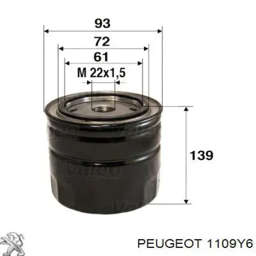 Filtro de aceite Peugeot/Citroen 1109Y6 precio, desde 8,52 EUR