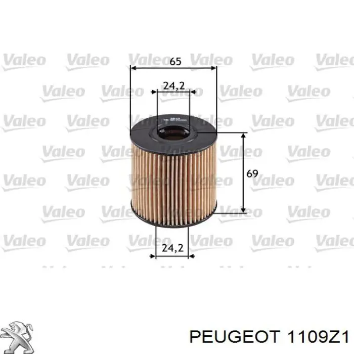 1109Z1 Peugeot/Citroen filtro de aceite