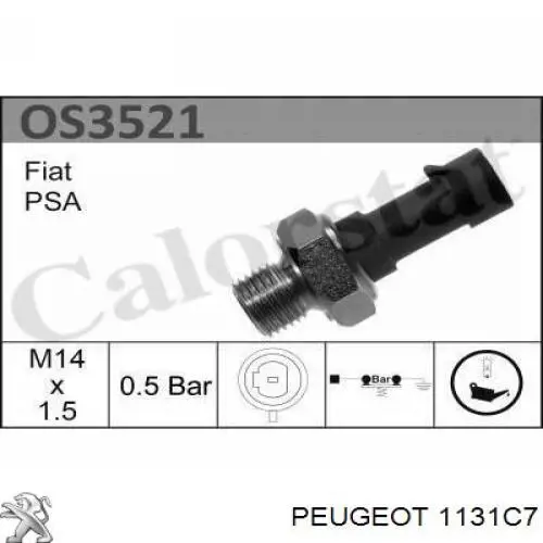 1131C7 Peugeot/Citroen sensor de presión de aceite