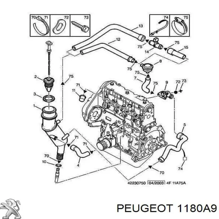 Comprar 1180A9 Peugeot/Citroen Sistema de ventilación del cárter