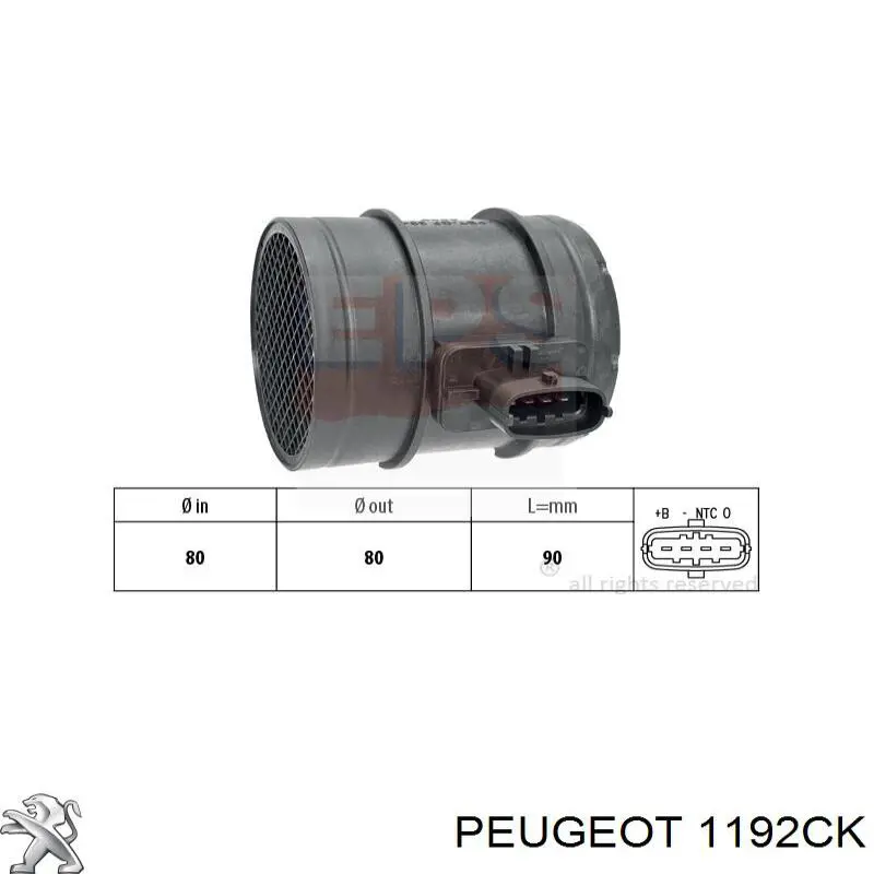 Medidor de flujo de aire Peugeot/Citroen 1192CK precio, desde 47,92 EUR