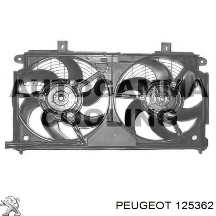 125362 Peugeot/Citroen difusor de radiador, ventilador de refrigeración, condensador del aire acondicionado, completo con motor y rodete