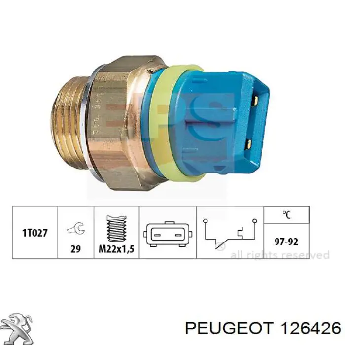 126426 Peugeot/Citroen sensor, temperatura del refrigerante (encendido el ventilador del radiador)