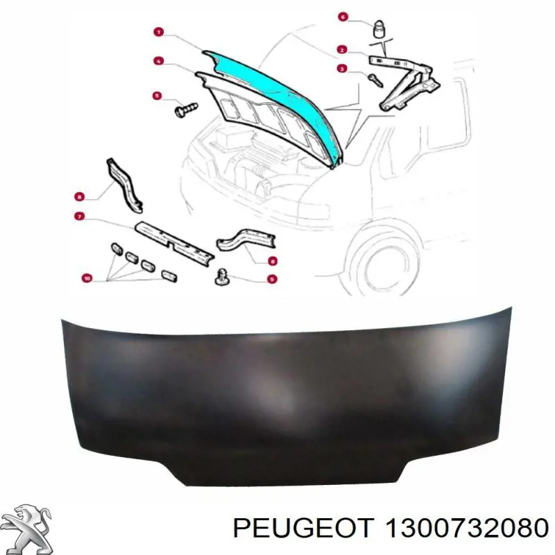 1300732080 Peugeot/Citroen capó del motor