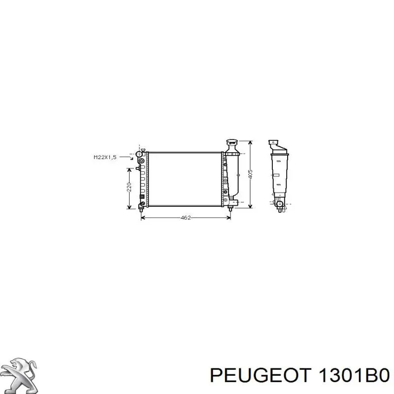 1301B0 Peugeot/Citroen radiador refrigeración del motor