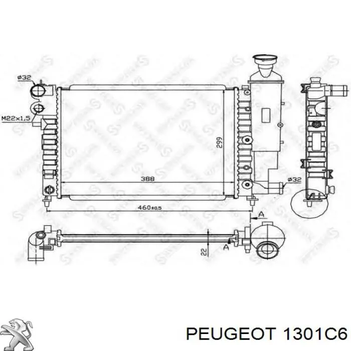 1301C6 Peugeot/Citroen radiador refrigeración del motor