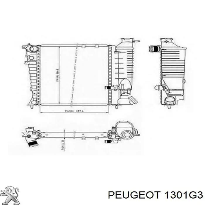 1301G3 Peugeot/Citroen radiador refrigeración del motor